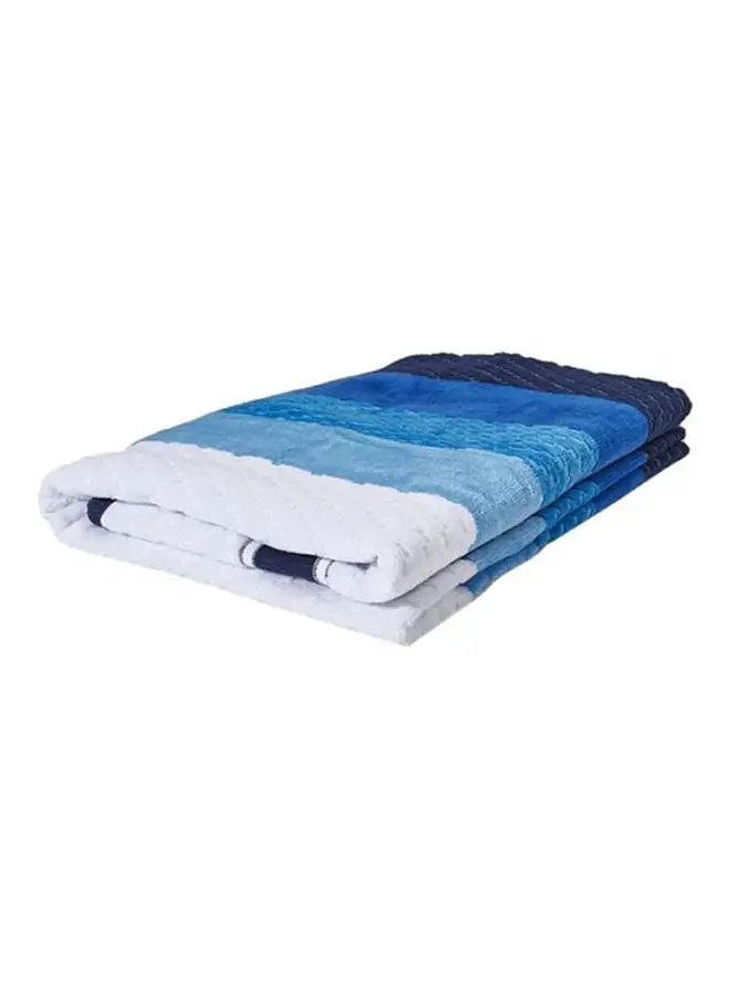 White Rose Zic Zac- Bath Towel 500 GSM 100% Cotton Velour 70X140 cm Modern Stripe Design Luxury Touch Extra Absorbent Blue