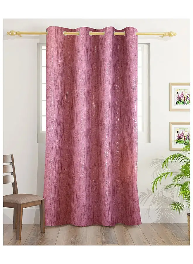 White Rose Evelyn Blackout Foil Curtains With Groomets - Polyester- Evelyn Design -Single Window Curtain- Sound, Sunlight And Heat Insulation- 160X140Cm -  Pink