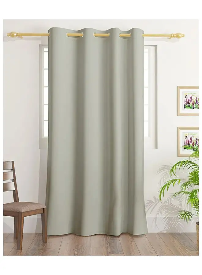 White Rose Solid Dyed Blackout Curtains With Groomets - Polyester-Single Window Curtain- Sound, Sunlight And Heat Insulation- 260X140Cm -  Grey