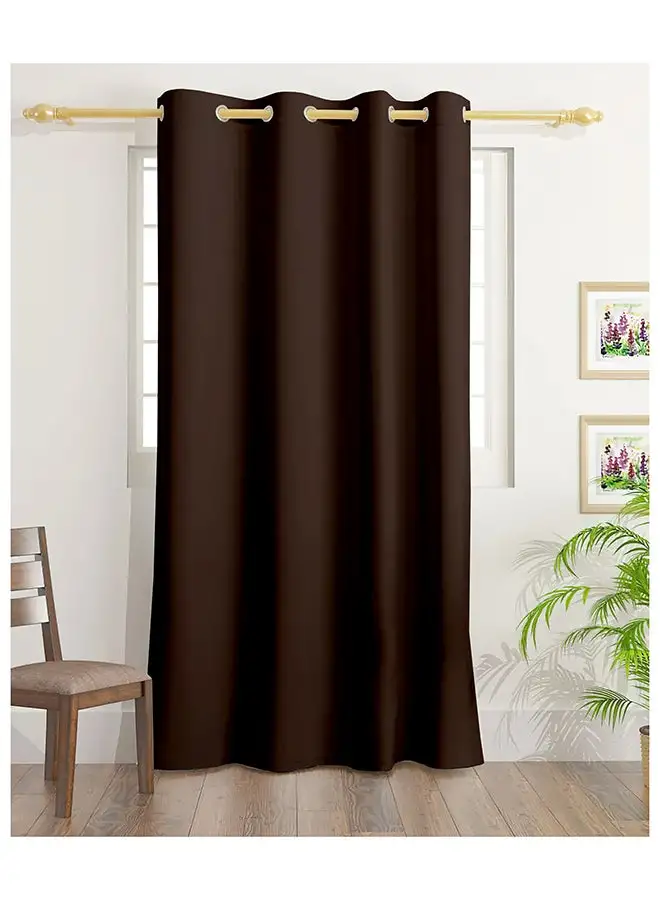 White Rose Solid Dyed Blackout Curtains With Groomets - Polyester-Single Window Curtain- Sound, Sunlight And Heat Insulation- 260X140Cm -  Brown