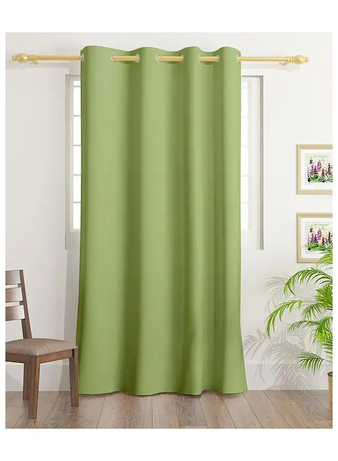 White Rose Solid Dyed Blackout Curtains With Groomets - Polyester-Single Window Curtain- Sound, Sunlight And Heat Insulation- 240X140Cm -  Green