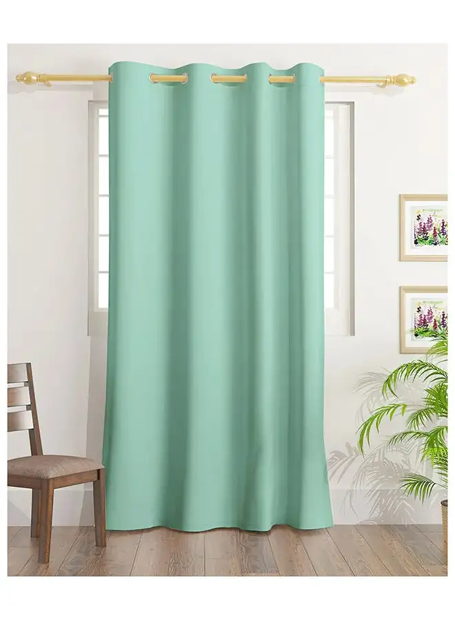 White Rose Solid Dyed Blackout Curtains With Groomets - Polyester-Single Window Curtain- Sound, Sunlight And Heat Insulation- 240X140Cm - Turquoise