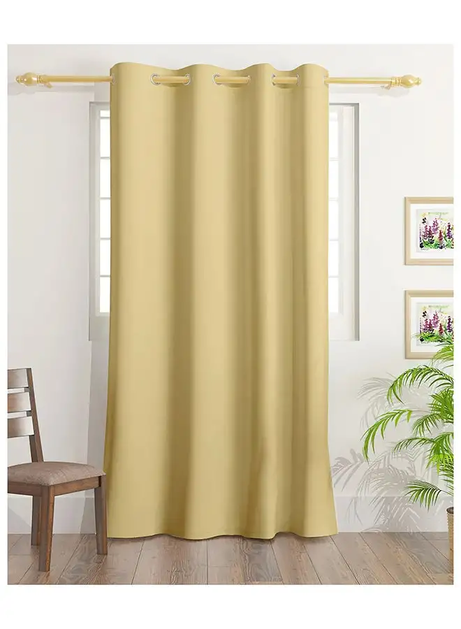 White Rose Solid Dyed Blackout Curtains With Groomets - Polyester-Single Window Curtain- Sound, Sunlight And Heat Insulation- 240X140Cm -  Camel