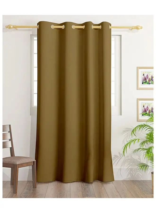 White Rose Solid Dyed Blackout Curtains With Groomets - Polyester-Single Window Curtain- Sound, Sunlight And Heat Insulation- 240X140Cm -  Camel