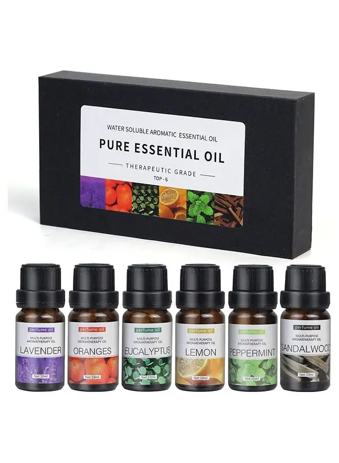 SKY-TOUCH 6 Pieces Of 10 ml Essential Oils For Water-Soluble Aromatherapy Sandalwood, Sweet Orange, Lavender, Eucalyptus, Lemon, And Mint Essential Oils Humidifier And Aroma Diffuser Oil For Aromatherapy