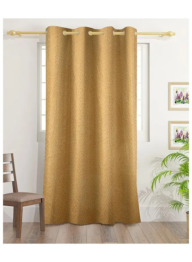 White Rose Circles Emboss Blackout Curtains With Groomets - Polyester- Circles Design -Single Window Curtain- Sound, Sunlight And Heat Insulation- 240X140Cm -  Golden