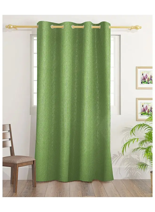 White Rose Texture Emboss Blackout Curtains With Groomets - Polyester- Texture Design -Single Window Curtain- Sound, Sunlight And Heat Insulation- 240X140Cm -  Green