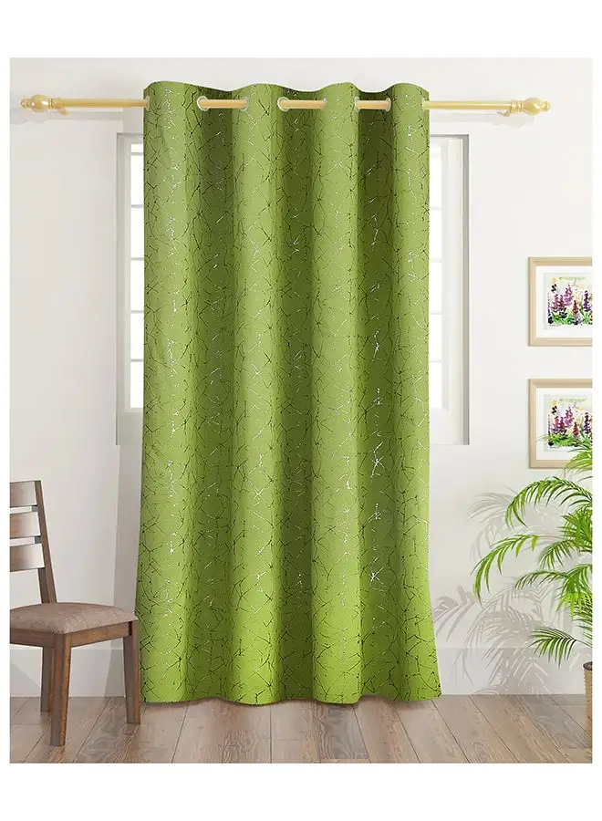 White Rose Abstract Blackout Foil Curtains With Groomets - Polyester- Abstract Design -Single Window Curtain- Sound, Sunlight And Heat Insulation- 240X140Cm -  Olive