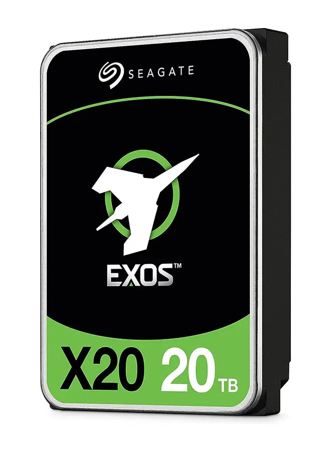 محرك الأقراص الصلبة الداخلي Seagate Exos X20 سعة 20 تيرابايت - محرك أقراص ثابتة SATA Hyperscale SATA 6 جيجابت/ثانية 3.5 بوصة، 7200 دورة في الدقيقة، 2.5 ميجا MTBF، 512e و4Kn FastFormat، زمن انتقال منخفض مع تخزين مؤقت محسن (ST20000NM007D) 20 تيرابايت