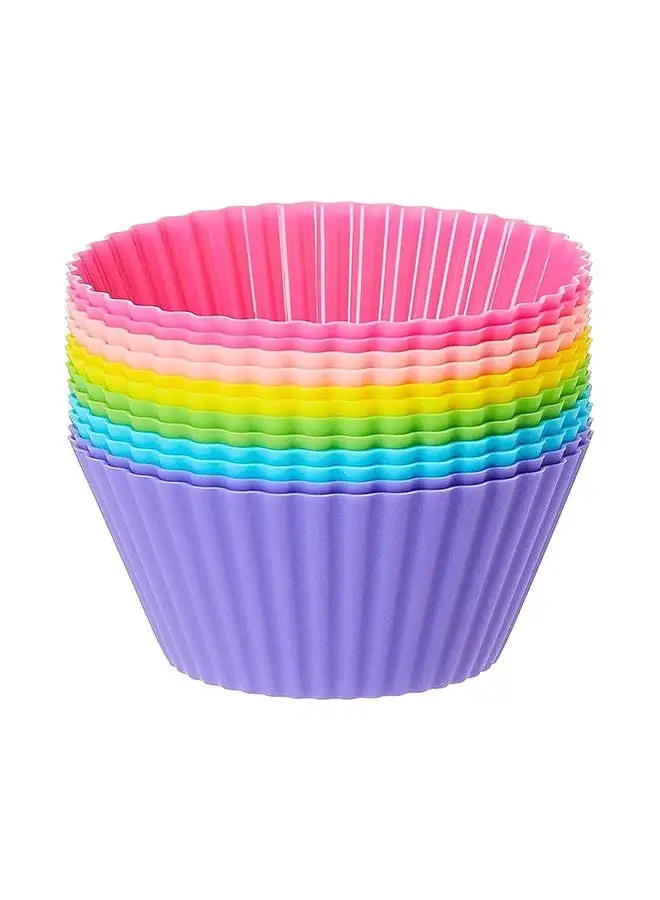 SKY-TOUCH 24 PCS Silicone Cupcake Non-Stick Muffin Cake Multicolored Chocolate Liner Baking Cup Mold