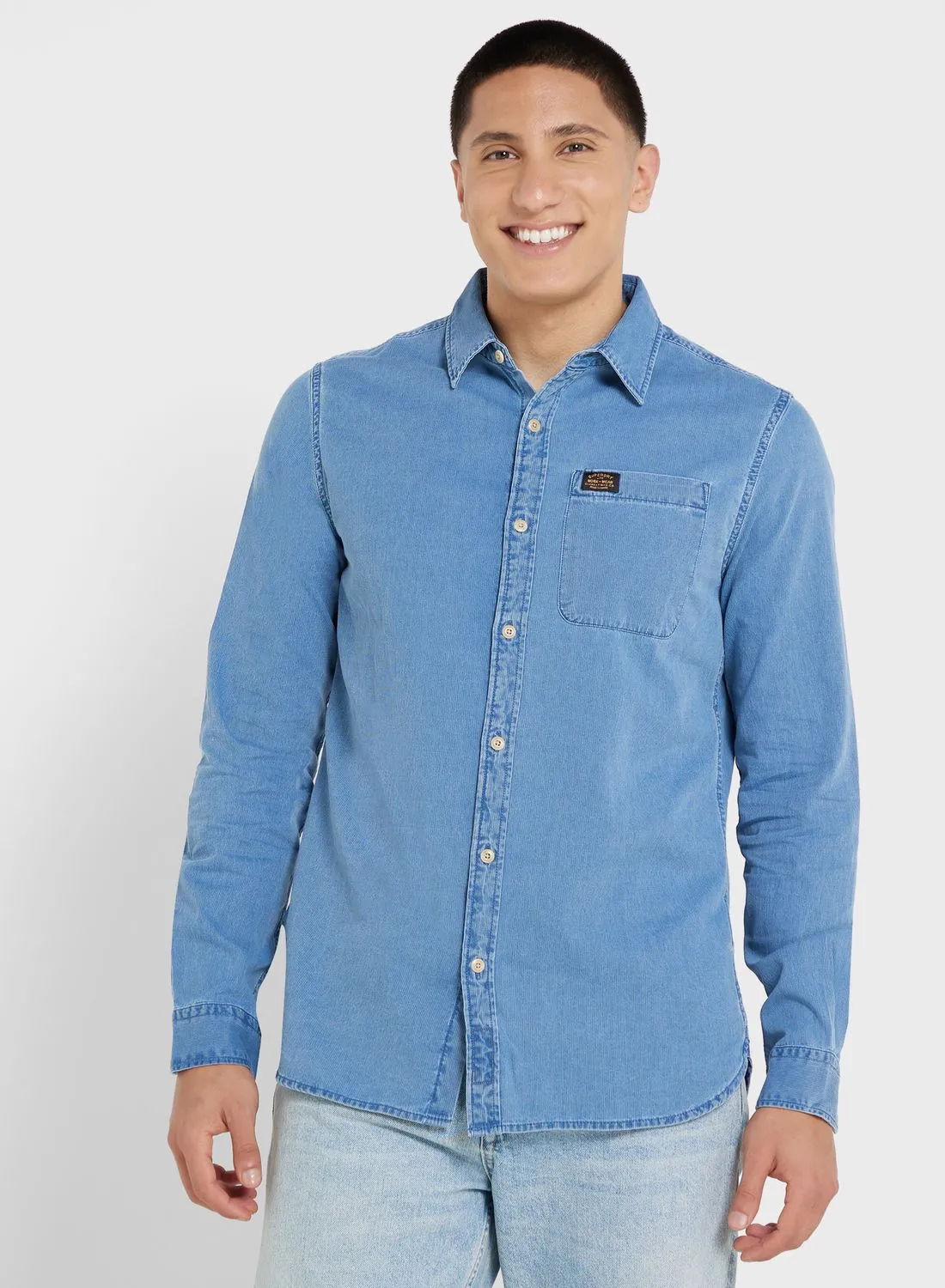 Superdry Logo  Denim Relaxed  Fit Shirt