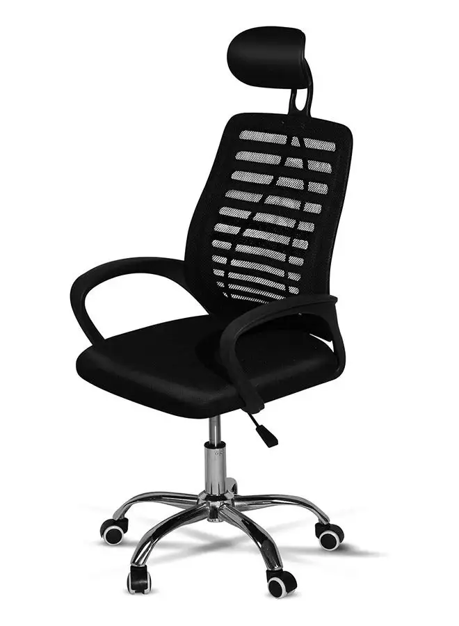 SKY-TOUCH Office Chair,Comfort Ergonomic Height Adjustable Desk Chair with Lumbar Support Backrest&Headrest and Armrests, Black 125×55×55cm