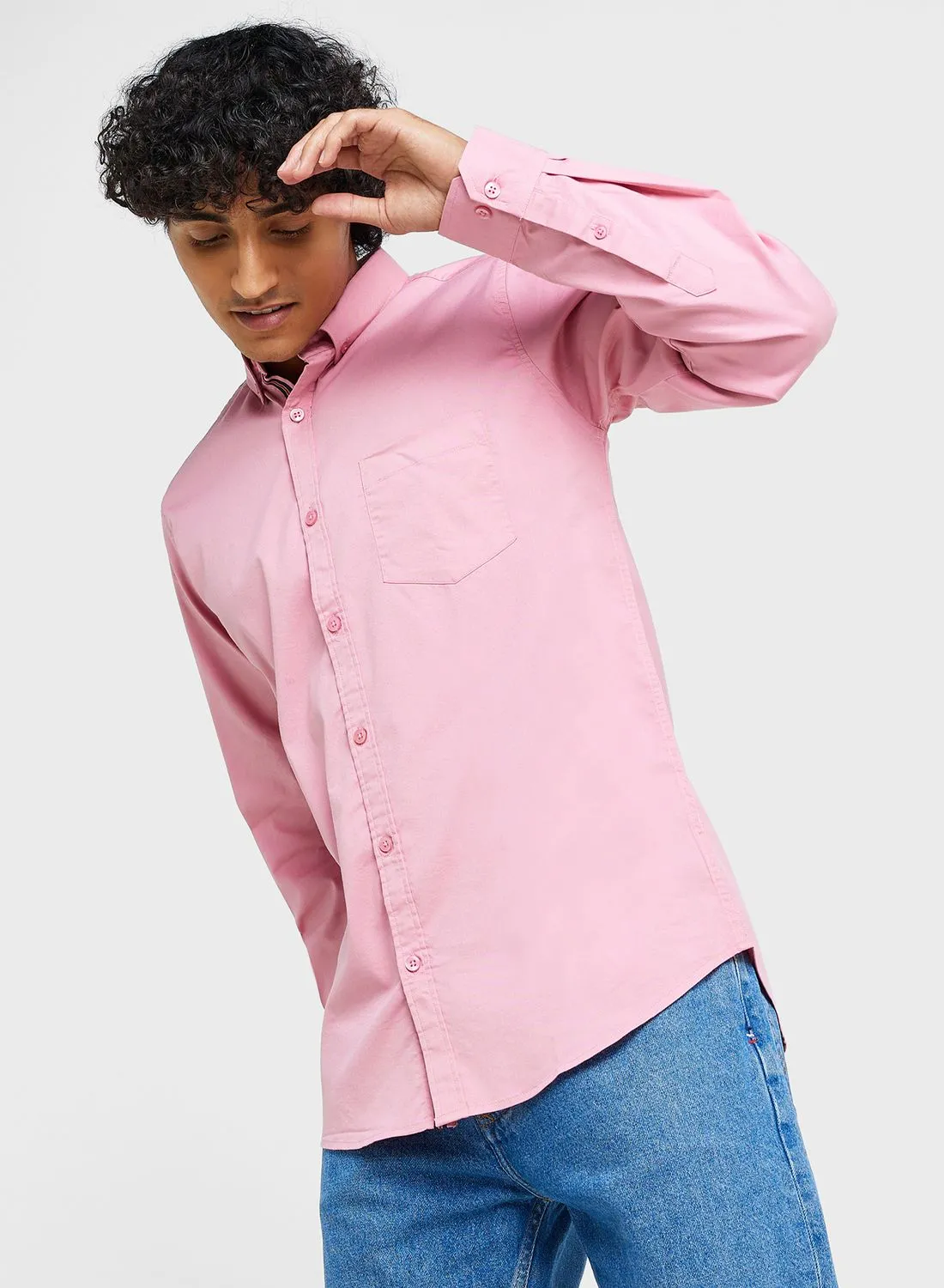 Seventy Five Cotton-Elastane Casual Single Pocket Shirt