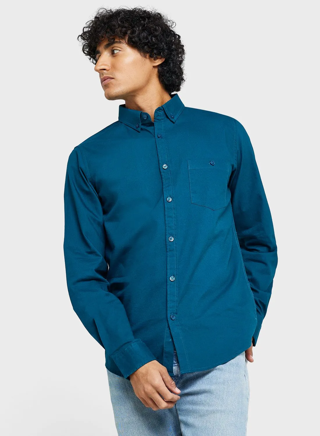 Seventy Five Pure Cotton Casual Single Pocket Shirt