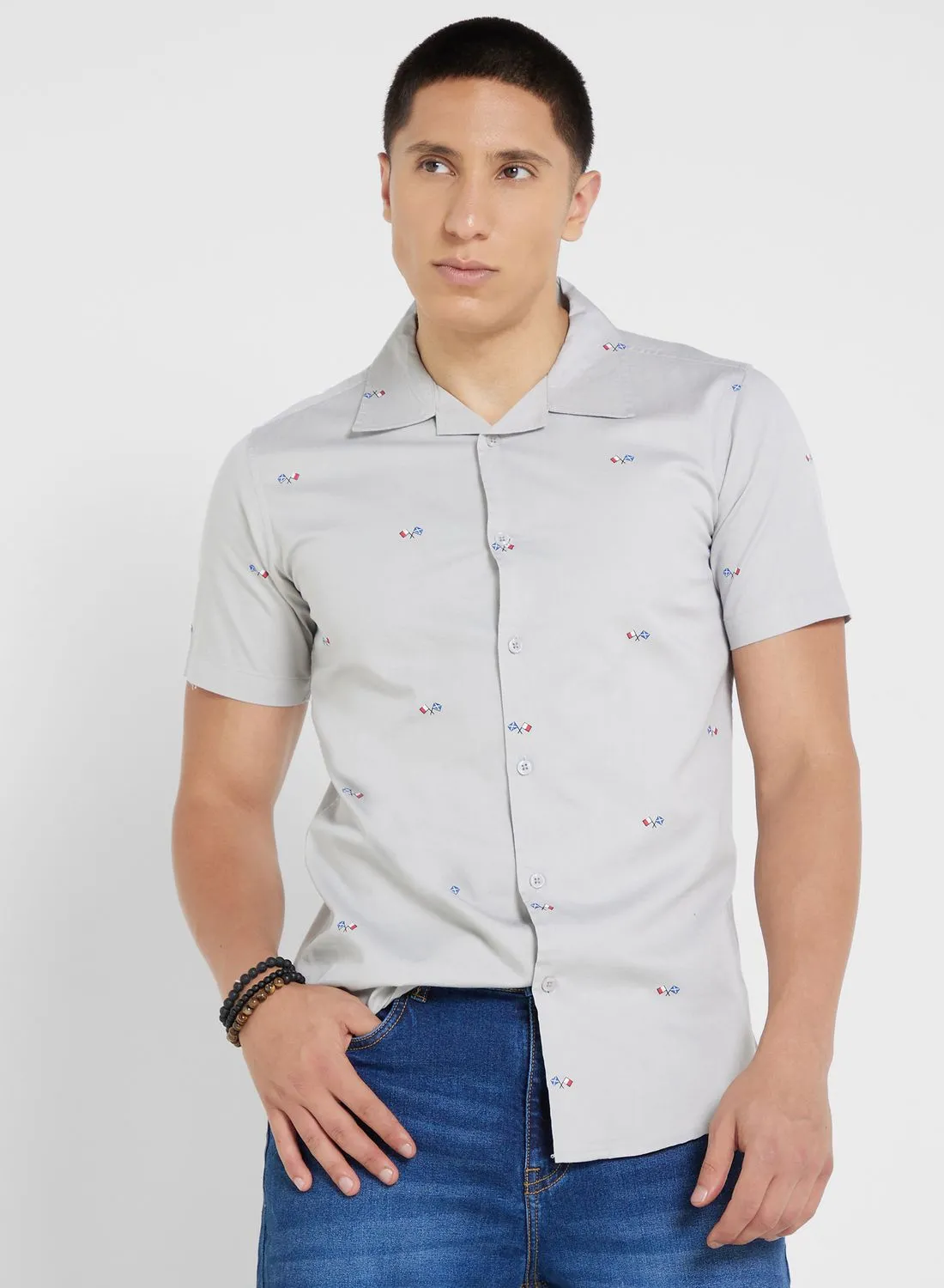 Seventy Five Pure Cotton Printed Casual Shirt With Half Sleeve And Resort Collar