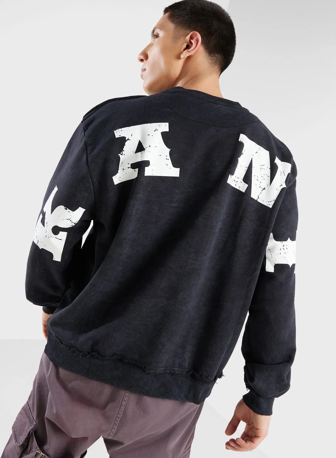 Karl Kani Small Signature Distressed Oversized Sweatshirt