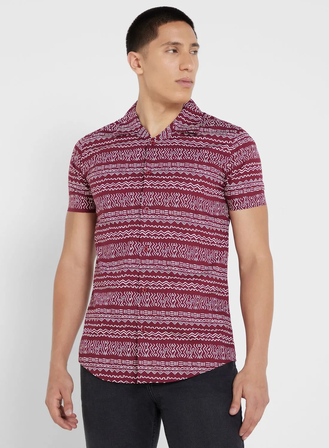 Seventy Five Pure Cotton Printed Casual Shirt With Half Sleeve And Resort Collar