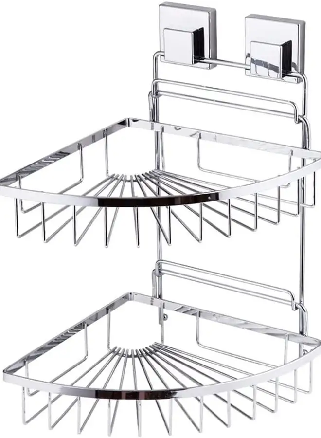 Home Pro Home Pro 2-Shelves Smartloc Corner Rack 26.5 cm x 26. 5 cm x 30 cm Size Silver