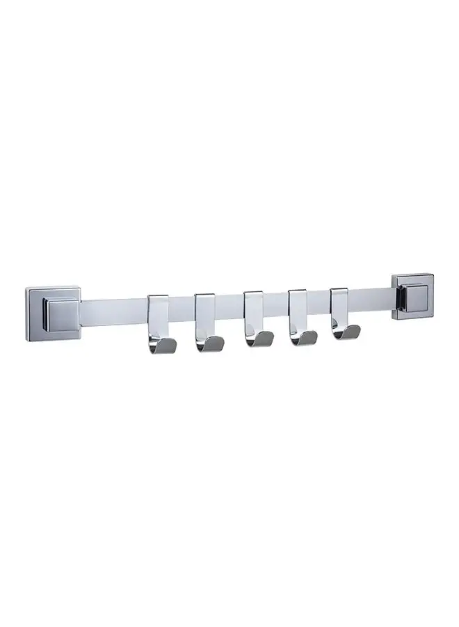 Home Pro Home Pro Smartloc Bathroom Rail with 5 Hooks 40 cm Size Silver