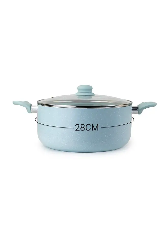 Wilson WILSON Oak Large Casserole with Lid and Marble Coating, Soft Touch Handle, Stew Pot Suitable for Gas, Electric, Induction, and Ceramic Stove Dutch Oven - 28cm – Cream