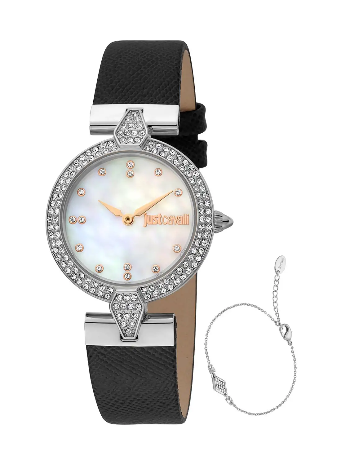 Justcavalli Women's Round Shape Leather Wrist Watch JC1L159L0015 - 30 Mm