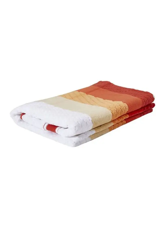 White Rose Zic Zac- Bath Towel 500 GSM 100% Cotton Velour 70X140 cm Modern Stripe Design Luxury Touch Extra Absorbent Orange