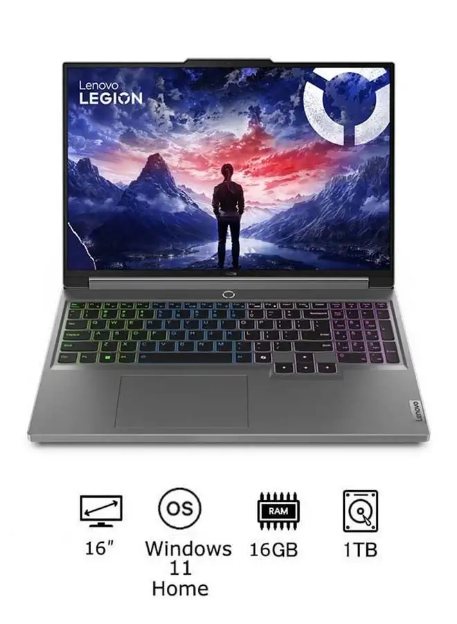 Lenovo Legion 5 Laptop With 16-Inch Display, Core i7-14650HX Processor/16GB RAM/1TB SSD/8GB Nvidia Geforce RTX 4060 Graphics Card/Windows 11 English/Arabic Luna Grey