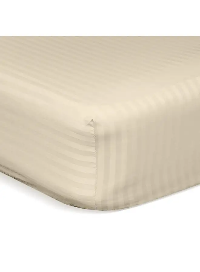 Hotel Linen Klub Hotel Linen Klub Stripe Microfiber  Beige Fitted Sheet