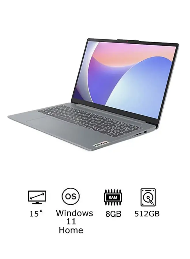 Lenovo Lenovo IdeaPad Slim 3 15IAH8 (2022) Laptop – 12th Gen Intel Core i5-12450H 15.6inch FHD 512GB SSD 8GB RAM Shared Intel UHD Graphics Windows 11 Home English/Arabic Arctic Grey