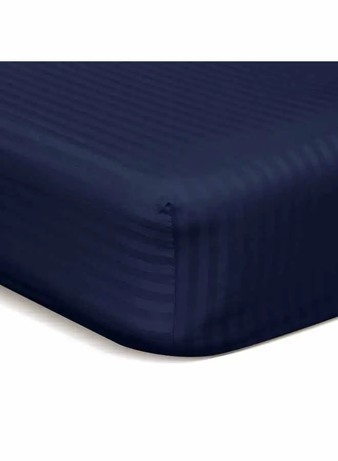 Hotel Linen Klub Hotel Linen Klub Stripe Microfiber  Navy Blue Fitted Sheet