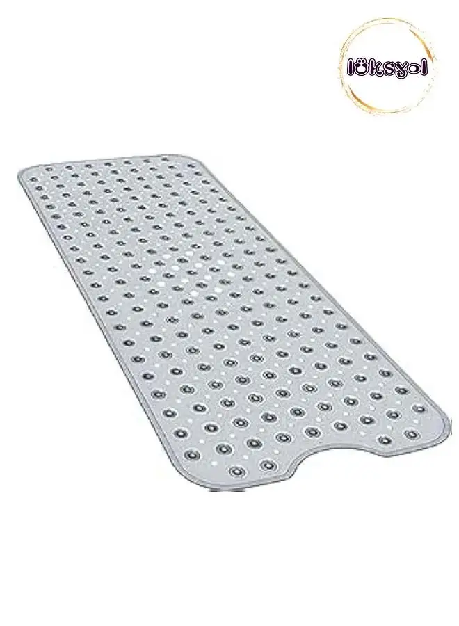 luksYol LUKSYOL Anti-Slip Bath Mat 40x16in with Suction Cups And Drain Holes, Clear Gray Shower And Bathtub Mat for Kids And Adults, Enhance Bathroom Safety And Comfort