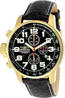 Invicta Men's I-Force Left Handed Quartz Watch with Leather Strap, Black (Model: 3330), Black, 3330