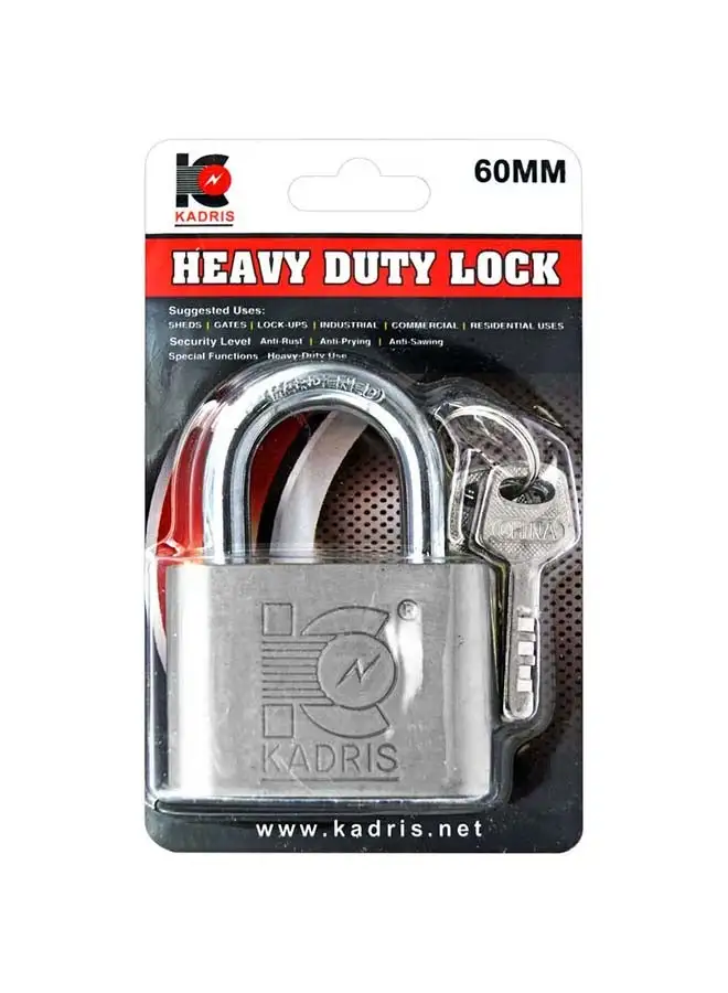 KADRIS Heavy-Duty Security Padlock Long HA-1821, Weather-Resistant in Heavy Duty steel Lock 60 MM - Padlock  shackle with Keys for Sheds, Storage Unit, School, Gym Locker, Fence, Toolbox, Hasp Storage