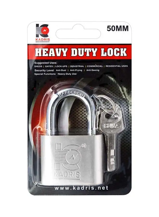 KADRIS Heavy-Duty Security Padlock Long HA-1815, Weather-Resistant in Heavy Duty steel Lock 50 MM - Padlock  shackle with Keys for Sheds, Storage Unit, School, Gym Locker, Fence, Toolbox, Hasp Storage