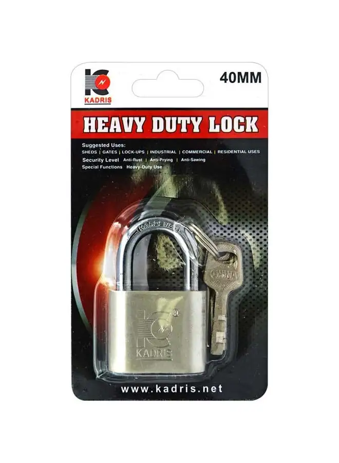 KADRIS Heavy-Duty Security Padlock Long HA-1814, Weather-Resistant in Heavy Duty steel Lock 40 MM - Padlock  shackle with Keys for Sheds, Storage Unit, School, Gym Locker, Fence, Toolbox, Hasp Storage