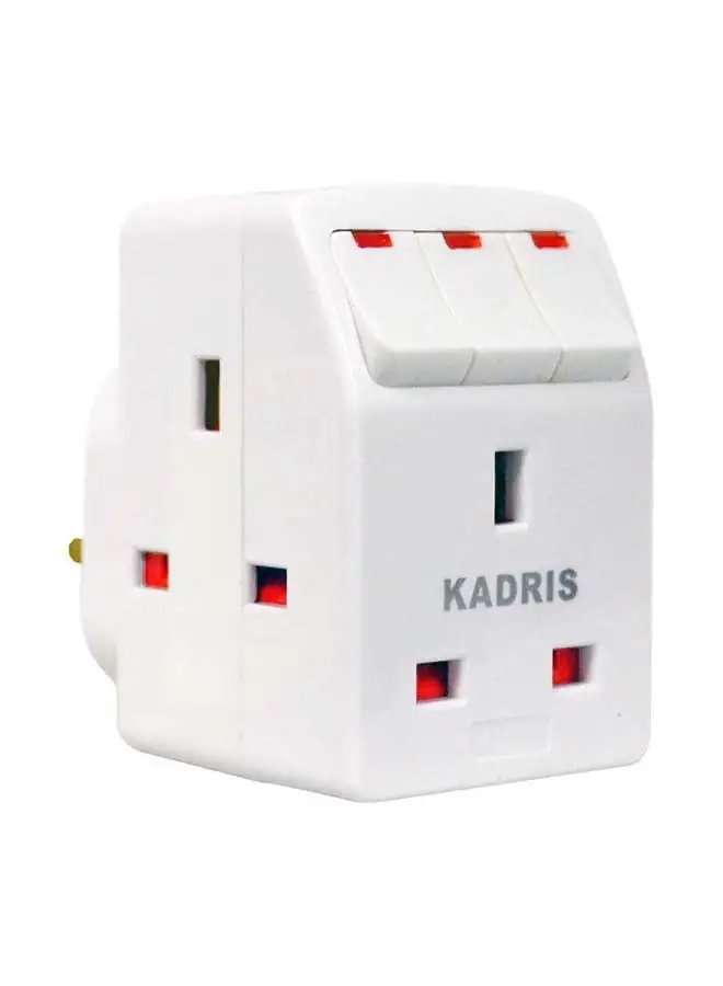 KADRIS 3 Way Individual Switched with light Universal Plug Input Adaptor, Multi Plug for use across Household and Offices. ESMA Certified