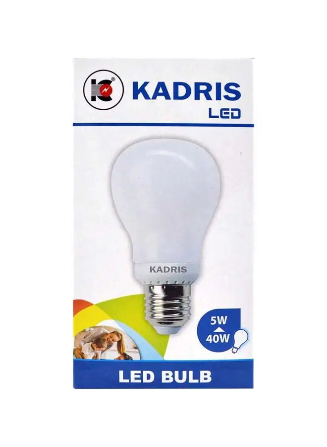 لمبة LED KADRIS 5 وات LA-2032، ضوء نهاري بارد 6500 كلفن (أبيض) موفر للطاقة، ألومنيوم مطلي بالبلاستيك، C220-240V 50-60 هرتز، زاوية شعاع إسقاط 300 درجة، شريحة الجيل الأحدث BMTC