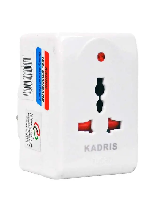 KADRIS 13A UK UAE Adapter Fused 3-Way Universal Socket Multi-Plug with light for Travel, Home, Work (MU-26)