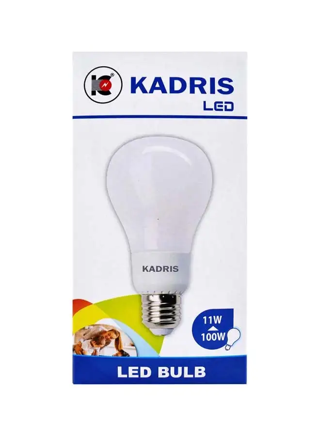 لمبة LED KADRIS بقدرة 11 وات LA-2034، ضوء نهاري بارد 6500 كلفن (أبيض) موفر للطاقة، ألومنيوم مطلي بالبلاستيك، C220-240V 50-60 هرتز، زاوية عرض 300 درجة / زاوية شعاع، شريحة الجيل الأحدث BMTC