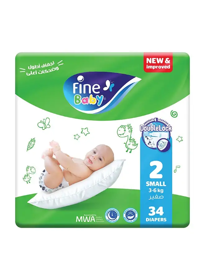 Fine Baby 34-Piece Diapers Small (Size 2) (3-6 KG)