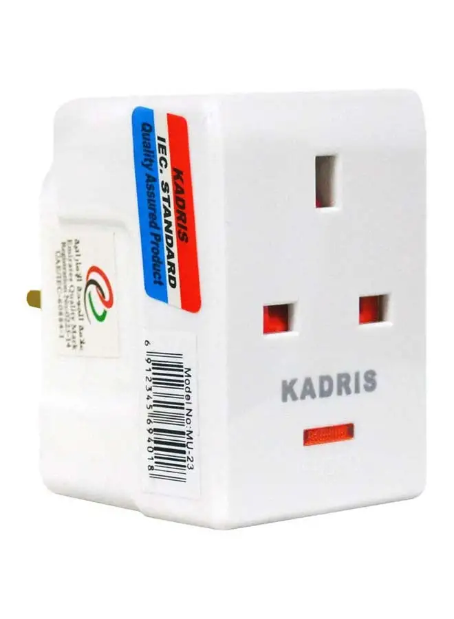 KADRIS 13A UK UAE Adapter Fused 3-Way Universal Socket Multi-Plug with light for Travel, Home, Work (MU-23)