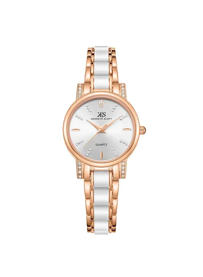 KENNETH SCOTT Women's Analog Round Shape Alloy Wrist Watch K23547-KCWW - 30 Mm