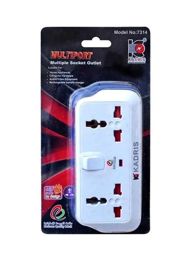 KADRIS Multi Plug Extension Socket, 2 Way Electrical Outlet Extender, Wall Charger, Universal Plug Adapter, Charging Station for Home, Office, Kitchen, With Switch