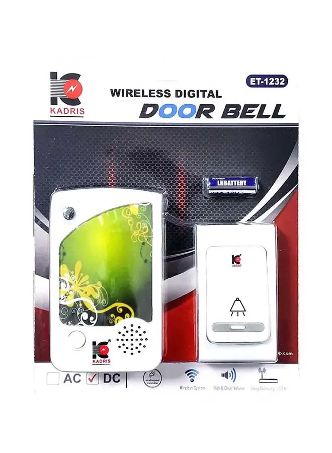 KADRIS Wireless Door Bell High and Clear Volume ET-1232 DC operated with 100 Meter Range with Batery