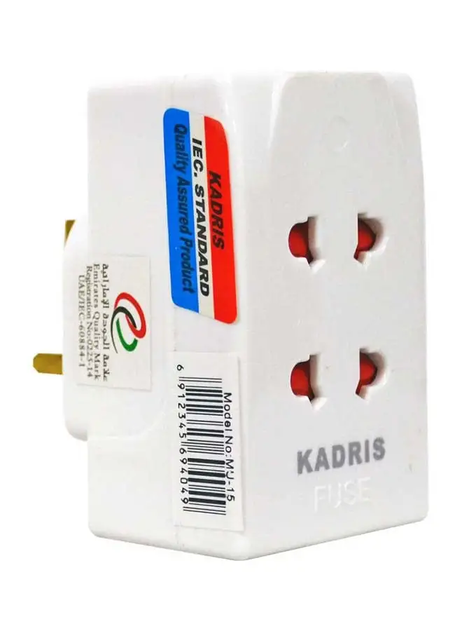 KADRIS ESMA Approved 3Way Universal Plug Multi Adapter, MU-15 Fused Adapter with neon indicator light