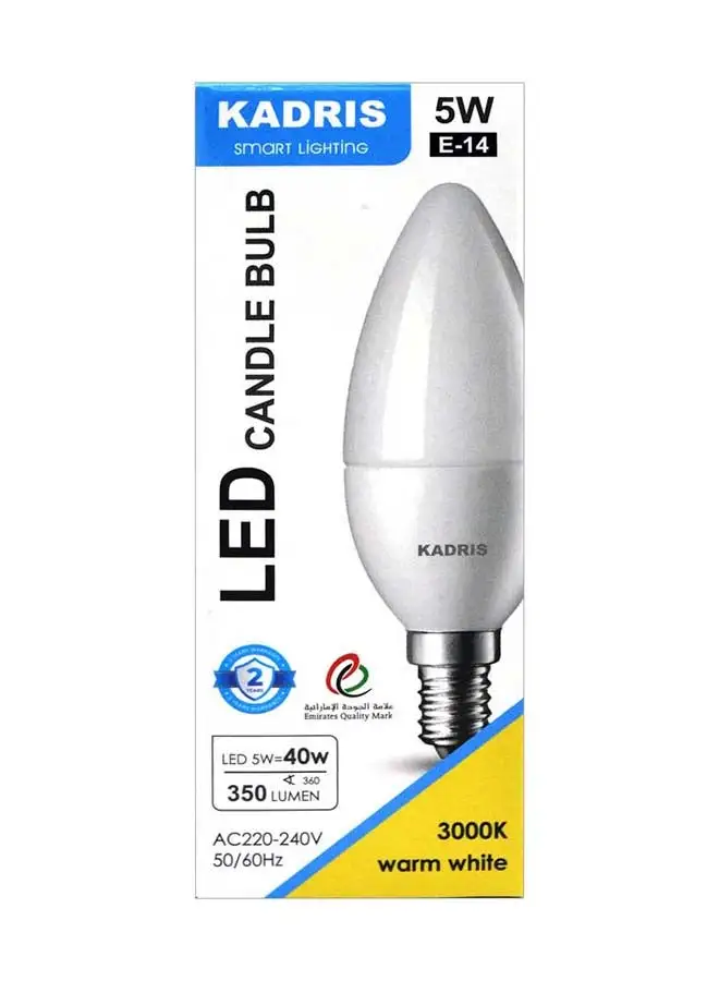 KADRIS Essential Led Candle Bulb- 5W, E14 Capbase-Warm White, 5W=40W,