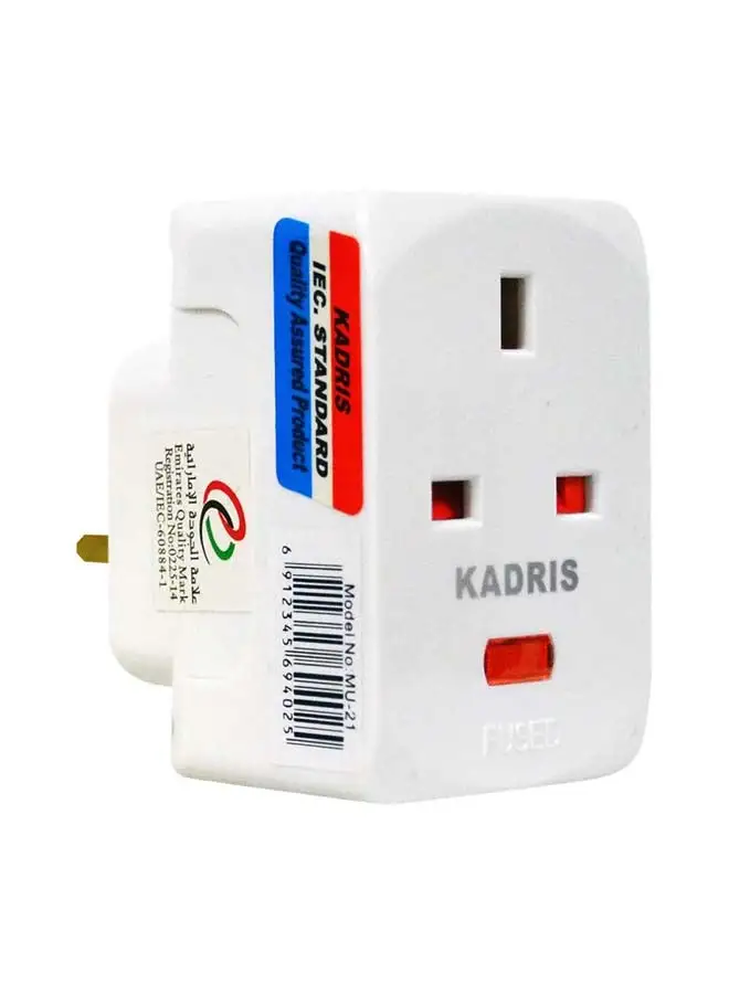 KADRIS 13A UK UAE Adapter Fused 3-Way Universal Socket Multi-Plug with light for Travel, Home, Work (MU-21)