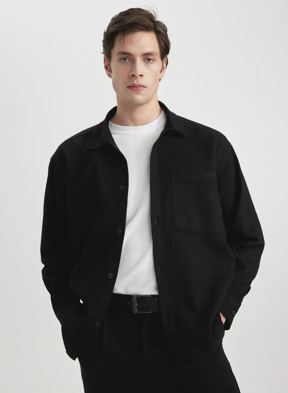 DeFacto Oversize Fit Polo Collar Long Sleeve Shirt