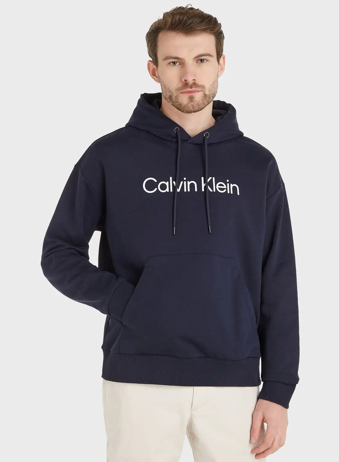 CALVIN KLEIN Logo Print Drawstring Pullover Hoodie