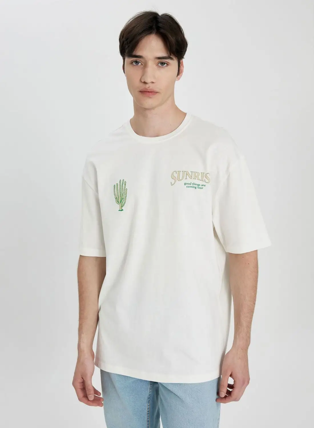 DeFacto Comfort Fit Crew Neck Printed T-Shirt